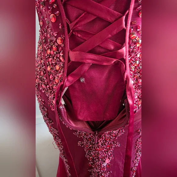 Phila Sofia Elegant RED Strapless Evening Gown Size 10 - Picture 11 of 14